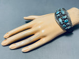 Very Unique Vintage Native American Navajo Spiderweb Turquoise Sterling Silver Leather Bracelet-Nativo Arts