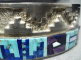 Very Important Vintage Native American Navajo Turquoise Micro Inlay Sterling Silver Bracelet-Nativo Arts