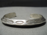 Heavy 52 Gram Thick Vintage Native American Navajo Sterling Silver Sun Stamp Bracelet-Nativo Arts