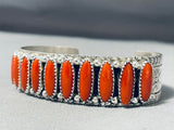 Important Long Coral Extremely Rare Native American Navajo Sterling Silver Bracelet-Nativo Arts