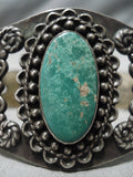 Early 1900's Vintage Native American Navajo Cerrillos Turquoise Sterling Silver Bracelet-Nativo Arts