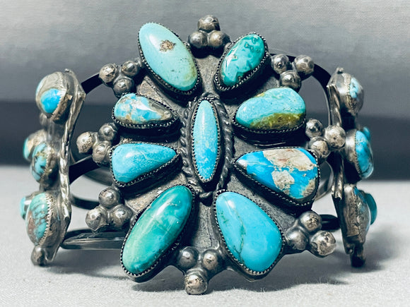 Museum Quality Vintage Native American Navajo Turquoise Cluster Bracelet Old-Nativo Arts