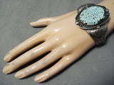 Hueg Vintage Native American Navajo #8 Turquoise Sterling Silver Bracelet-Nativo Arts
