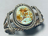 Important Heavy Wire Vintage Native American Navajo Sterling Silver Turquoise Bracelet-Nativo Arts