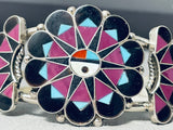 Very Unique Sugulite Inlay Vintage Native American Zuni Sterling Silver Bracelet-Nativo Arts