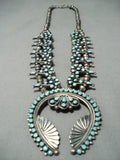 Womens Snakeeye Turquoise Vintage Native American Navajo Sterling Silver Squash Blossom Necklace-Nativo Arts
