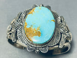 Rare Easter Blue Turquoise Vintage Native American Navajo Sterling Silver Bracelet-Nativo Arts
