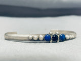 Elegant Vintage Native American Navajo Lapis Jet Sterling Silver Bracelet-Nativo Arts
