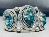 Rare 100 Gram Matrix Vintage Native American Navajo Turquoise Mine Sterling Silver Bracelet-Nativo Arts