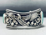 Expressive Native American Navajo Royston Turquoise Sterling Silver Eagle Bracelet Signed-Nativo Arts
