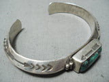 Custom Vintage Native American Navajo Old Green Turquoise Sterling Silver Bracelet Old-Nativo Arts