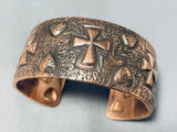 Dynamic Native American Navajo Signed Ron Willie Copper Bracelet-Nativo Arts