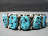 Impressive Vintage Native American Navajo Sleeping Beauty Turquoise Sterling Silver Bracelet Old-Nativo Arts