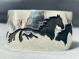 Freddy Douglas Vintage Signed Native American Navajo Sterling Silver Horse Bracelet-Nativo Arts