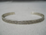 Native American Detailed Peshlakai Sterling Silver Hand Tooled Vintage Bracelet-Nativo Arts
