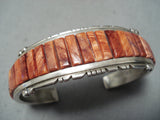 Important Vintage Native American Navajo Spiny Oyster Sterling Silver Inlay Bracelet-Nativo Arts