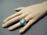 Cecil Ashley Vintage Native American Navajo Inlay Blue Diamond Turquoise Sterling Silver Ring-Nativo Arts