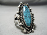 Outstanding Vintage Native American Navajo Spiderweb Turquoise Sterling Silver Ring Old-Nativo Arts