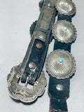 Earlier 1900's Vintage Native American Navajo Turquoise Coin Silver Concho Belt Old-Nativo Arts