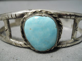 Wonderful Vintage Native American Navajo Turquoise Sterling Silver Bracelet Old-Nativo Arts