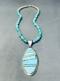 Signed Native American Navajo 8 Turquoise Sterling Silver Necklace-Nativo Arts