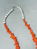 Traditional Vintage Native American Navajo Coral Sterling Silver Necklace-Nativo Arts