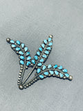 One Of The Best Ever Vintage Native American Navajo Turquoise Sterling Silver Pin Old-Nativo Arts