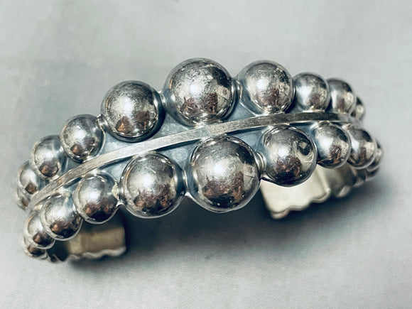 The Most Unique Vintage Navajo Handmade Bulbous Sterling Silver Bracelet Cuff-Nativo Arts