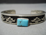 Thicker Heavy Vintage Native American Navajo Cross Turquoise Sterling Silver Pueblo Bracelet-Nativo Arts