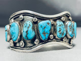 Breathtaking Vintage Native American Navajo 10 Morenci Turquoise Huge Sterling Silver Bracelet-Nativo Arts