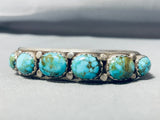 Important Vintage Native American Navajo Signed 7 Carico Lake Turquoise Sterling Silver Bracelet-Nativo Arts