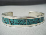 Coonsis Vintage Native American Zuni Spiderweb Turquoise Sterling Silver Bracelet Old-Nativo Arts