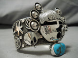 Best Native American Navajo Alex Sanchez Turquoise Sterling Silver Kachina Bracelet-Nativo Arts