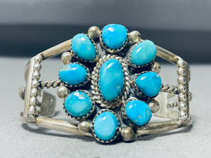 Superior Vintage Native American Navajo Morris Begay Turquoise Sterling Silver Bracelet-Nativo Arts