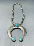 Longer Vintage Native American Navajo Turquoise Sterling Silver Necklace-Nativo Arts