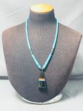 Native American Amazing Vintage Santo Domingo Kingman Turquoise & Jet Sterling Silver Necklace-Nativo Arts