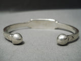 Marvelous Vintage Native American Navajo All Sterling Silver Hand Wrought Terminal Bracelet Old-Nativo Arts