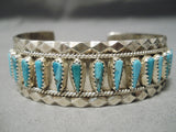 Rare Teardrop Blue Diamond Vintage Turquoise Sterling Silver Native American Navajo Bracelet-Nativo Arts