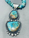 Signed Huge Double Turquoise Native American Navajo Sterling Silver Heishi Necklace-Nativo Arts