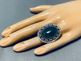 Dynamic Joe Tso Native American Navajo Jade Sterling Silver Ring Signed Jo Tso-Nativo Arts