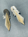 Important Leo Nez Vintage Native American Navajo Gold Sterling Silver Earrings-Nativo Arts