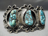 Opulent Vintage Native American Navajo Old Turquoise Sterling Silver Bracelet Old-Nativo Arts