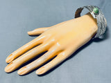 Important Vintage Native American Navajo Damale Turquoise Sterling Silver Bangle Bracelet Signed-Nativo Arts