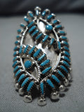 Museum Quality Vintage Native American Zuni Turquoise Sterling Silver Ring Old-Nativo Arts