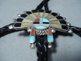 Tremendous Vintage Native American Zuni Turquoise Sterling Silver Bolo Old-Nativo Arts