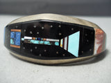 Extreme Detail Outer Space Vintage Native American Navajo Turquoise Sterling Silver Bracelet-Nativo Arts
