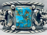 Native American 110 Gram Scorpion Navajo Turquoise Sterling Silver Bracelet-Nativo Arts
