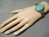 Amazing Vintage Native American Navajo Royston Turquoise Sterling Silver Leaf Bracelet Old-Nativo Arts