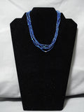 Marvelous Vintage Native American Navajo Choker Lapis Turquoise Sterling Silver Necklace Old-Nativo Arts
