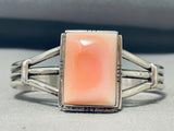 Striking Native American Navajo Pink Conch Sterling Silver Bracelet-Nativo Arts
